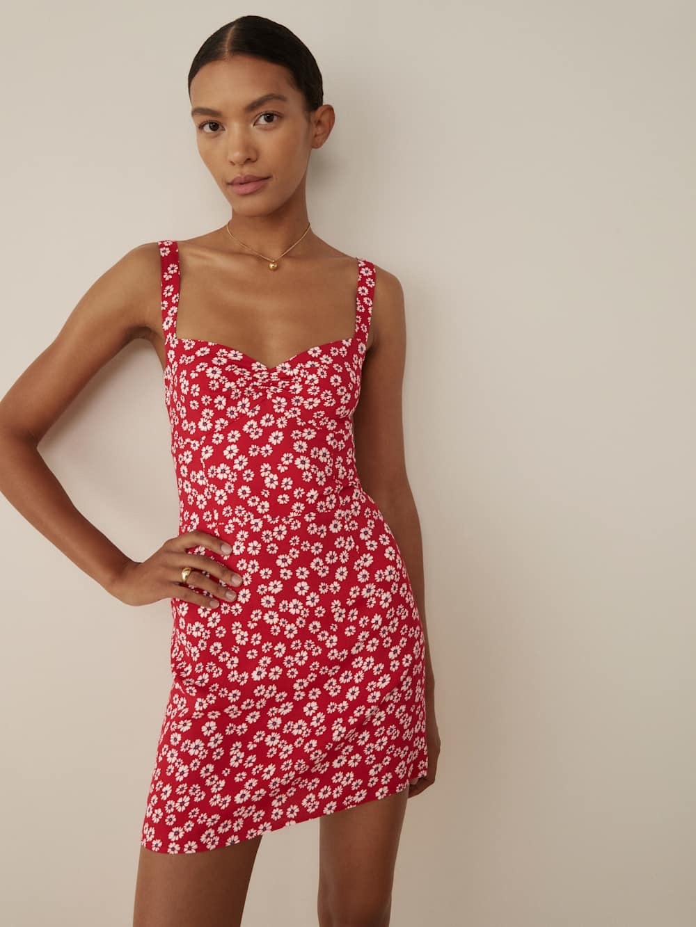 Reformation Baldwin Red Daisy Print Mini Dress ❤️❤️
